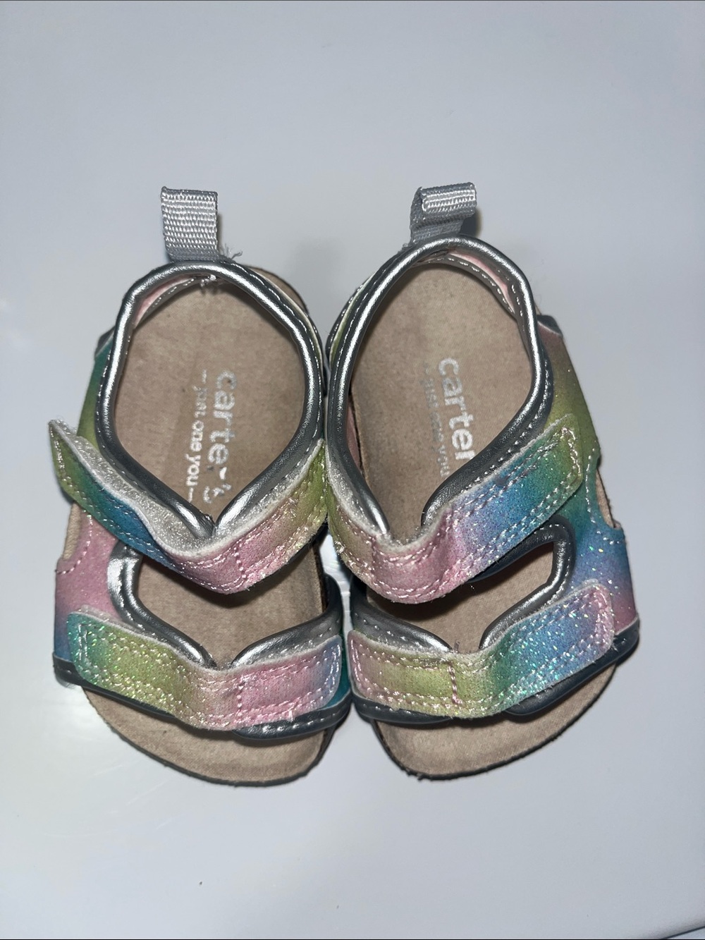 Carter's Kids Glitter Rainbow Ombre Sandals - Pink Blue Green